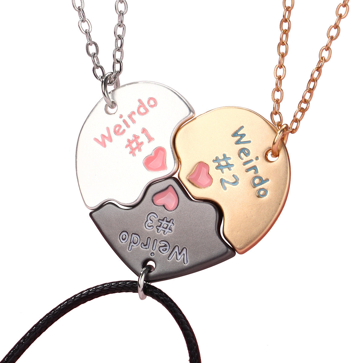 3pcs BFF Magnetic Heart Necklace Set – Best Friend Matching Pendant