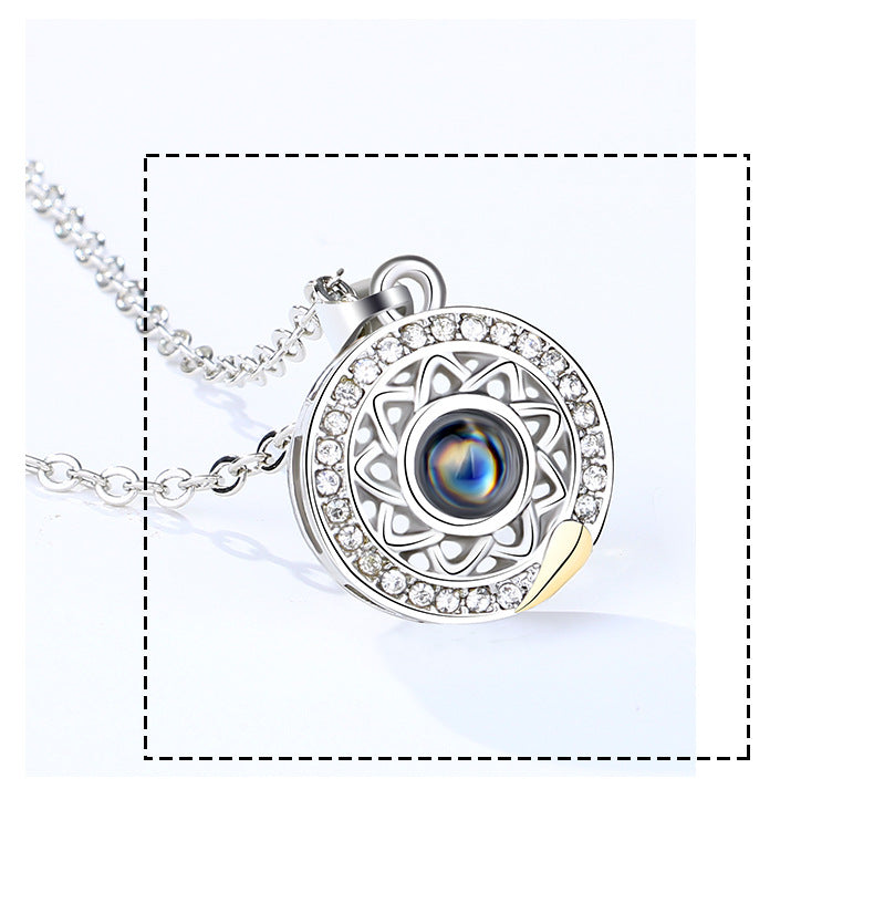 2Pcs Sun & Moon Couple Pendant BFF Magnetic Projection Necklace Romantic Jewelry