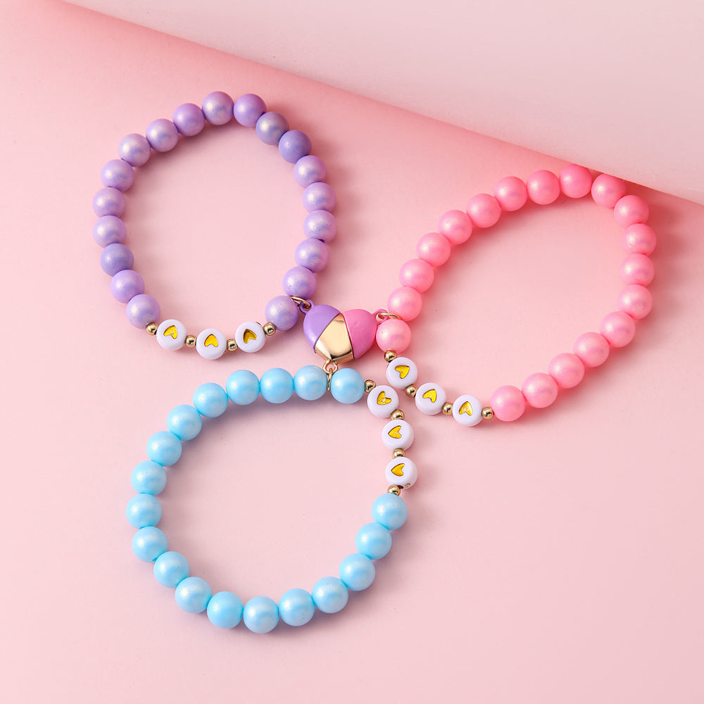 3pcs Beaded Magnetic Heart Bracelet Set – BFF Friendship Jewelry