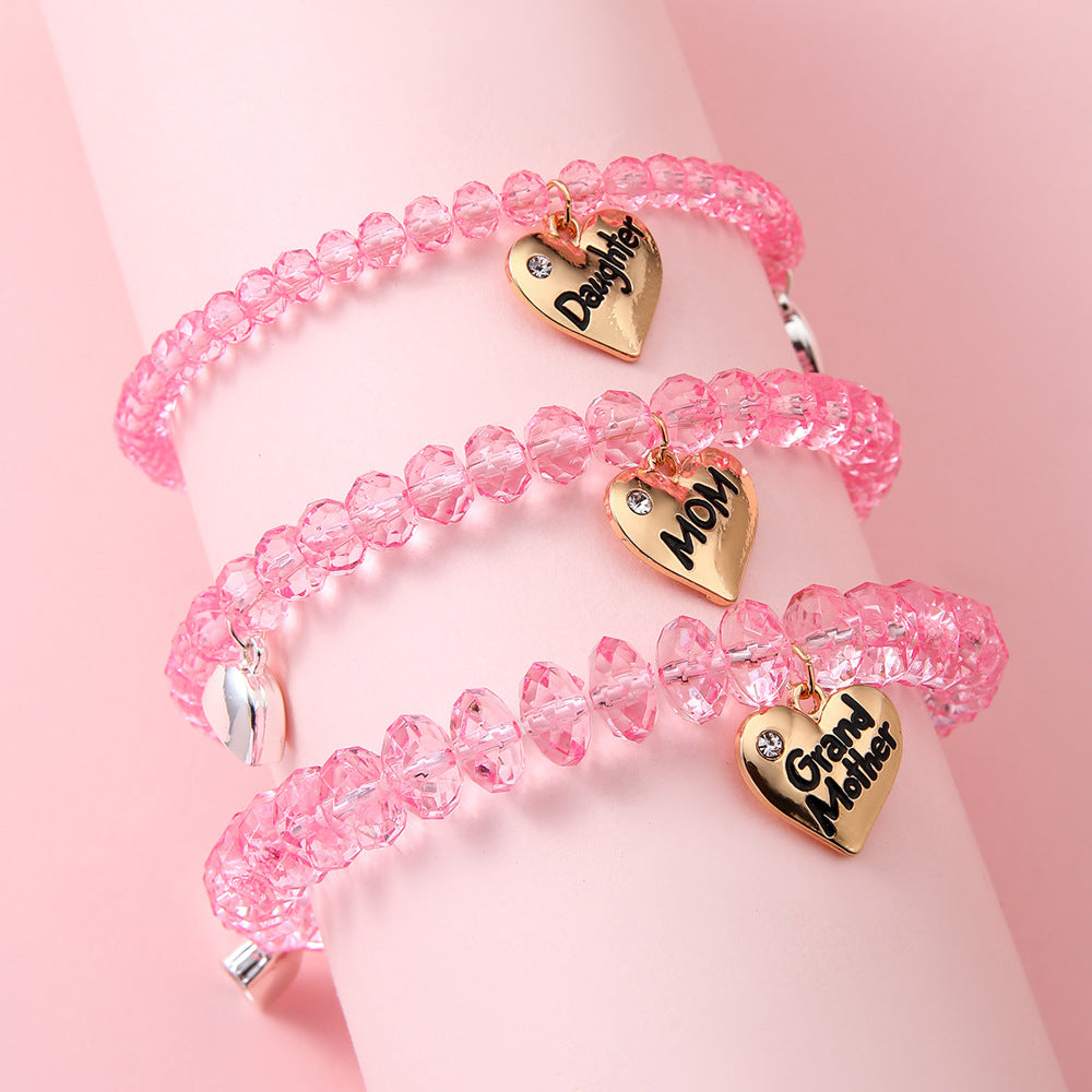 3pcs Mom & Daughter Magnetic Bracelet Set – Matching Parent-Child Jewelry