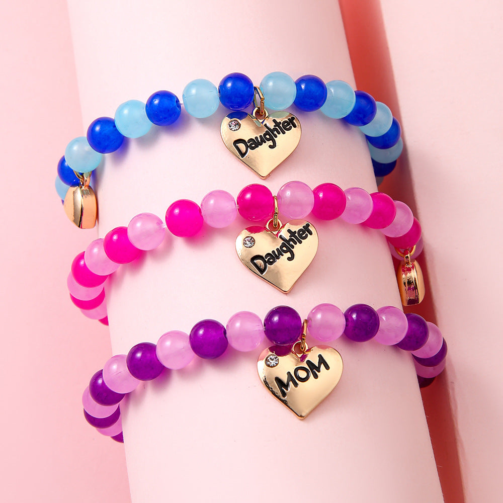 3pcs Mom & Daughter Magnetic Heart Bracelet Set – Parent-Child Matching Jewelry