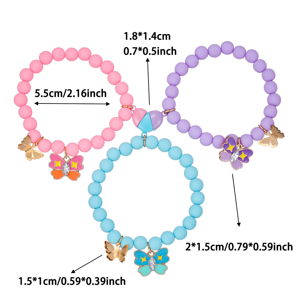 3pcs Magnetic Heart Bracelet Set – BFF Friendship Jewelry, Matching Heart Bracelets