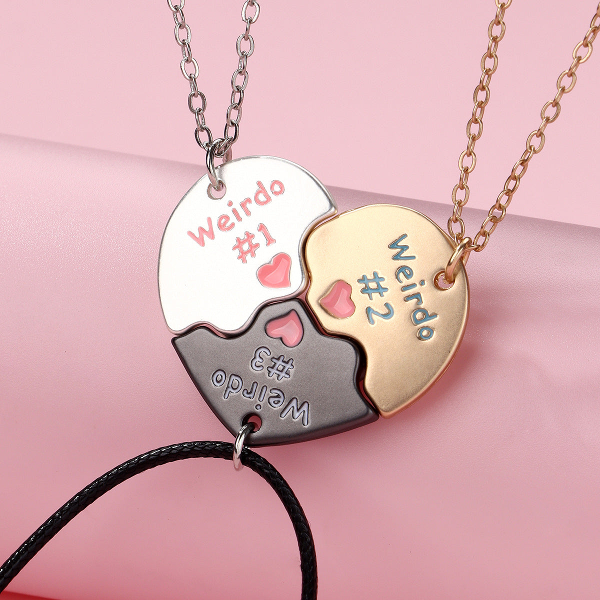 3pcs BFF Magnetic Heart Necklace Set – Best Friend Matching Pendant