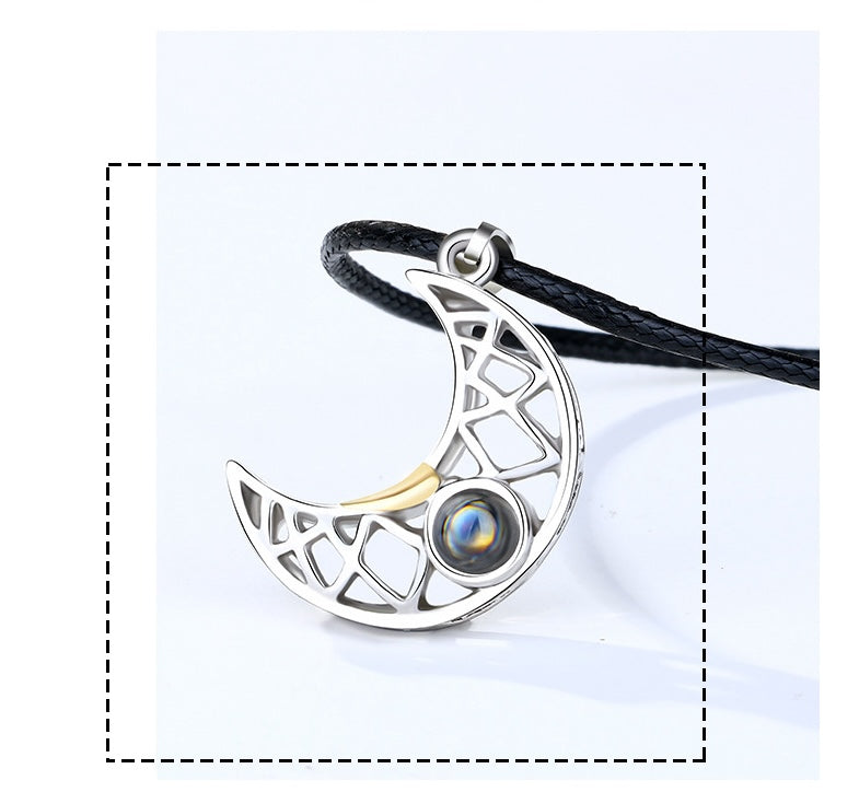 2Pcs Sun & Moon Couple Pendant BFF Magnetic Projection Necklace Romantic Jewelry