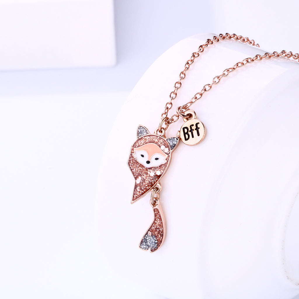 2pcs Fox Cartoon Magnetic BFF Necklace Set – Cute Kids Friendship Jewelry Best Friend Gifts