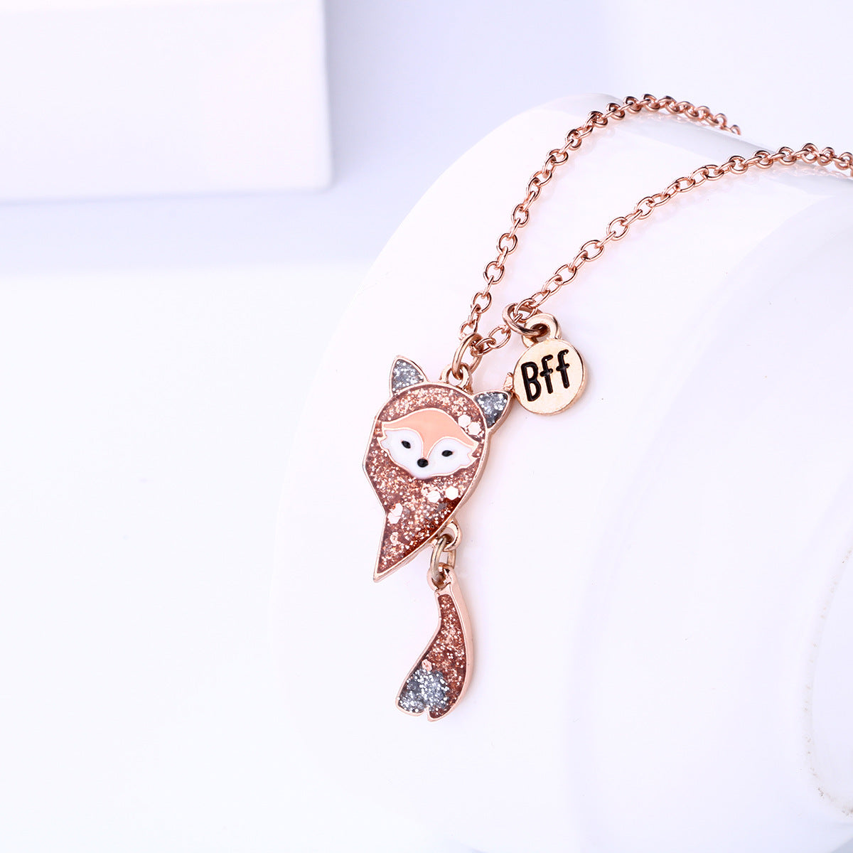 2pcs Fox Cartoon Magnetic BFF Necklace Set – Cute Kids Friendship Jewelry Best Friend Gifts