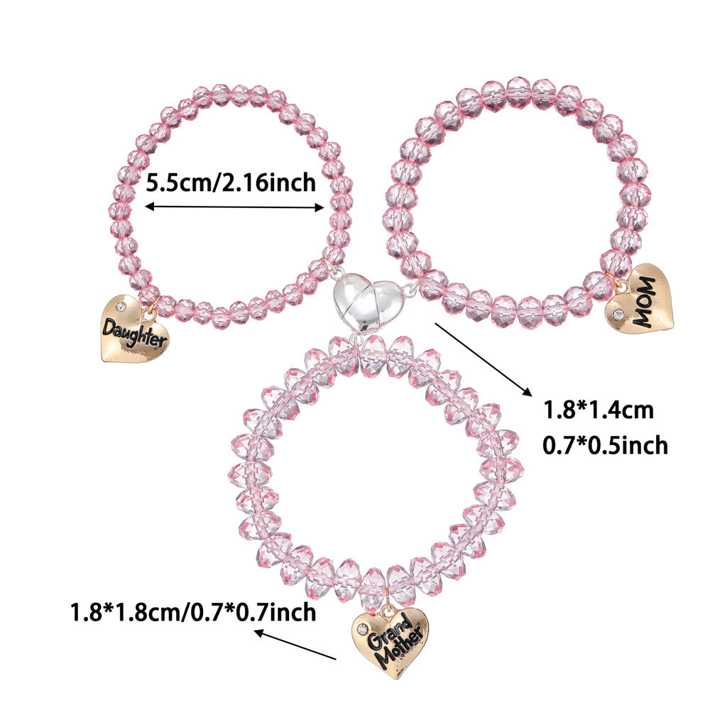3pcs Mom & Daughter Magnetic Bracelet Set – Matching Parent-Child Jewelry