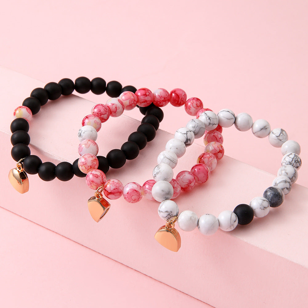 3pcs Kids Beaded Bracelet Set – Heart Friendship Bracelets