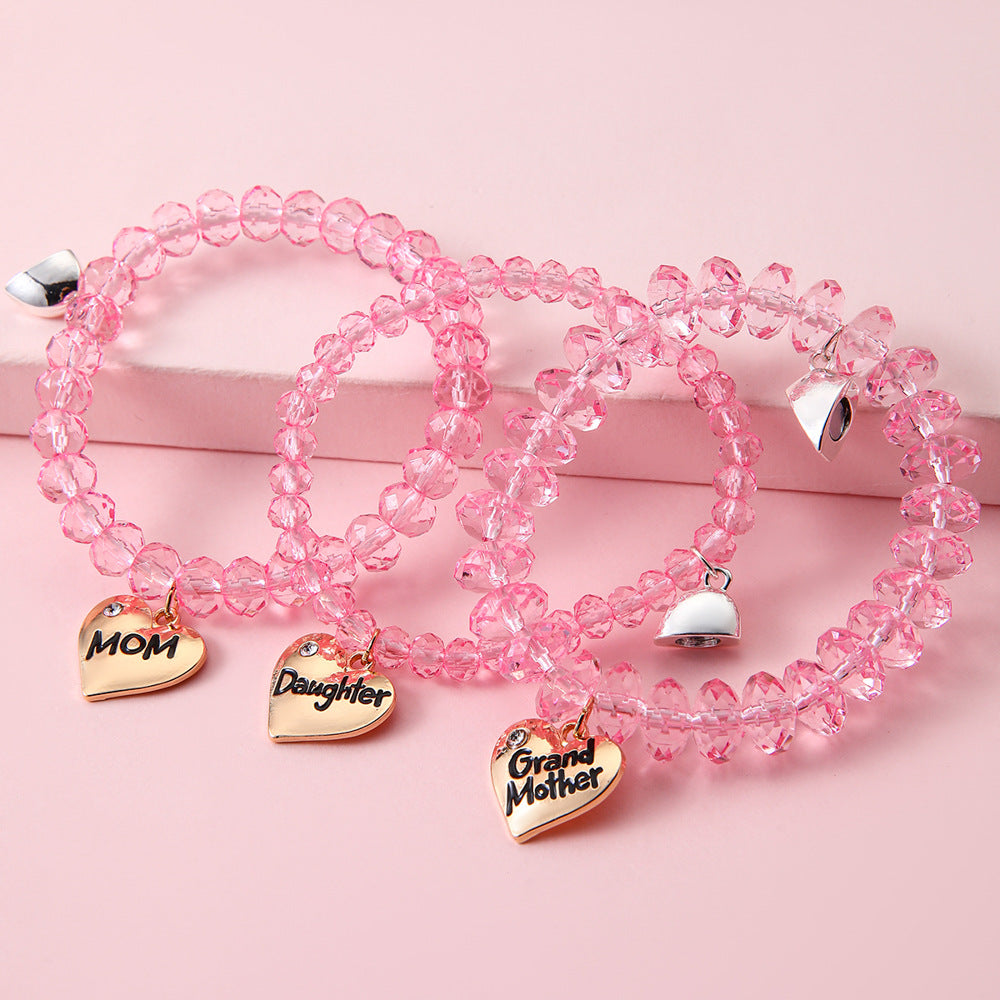 3pcs Mom & Daughter Magnetic Bracelet Set – Matching Parent-Child Jewelry