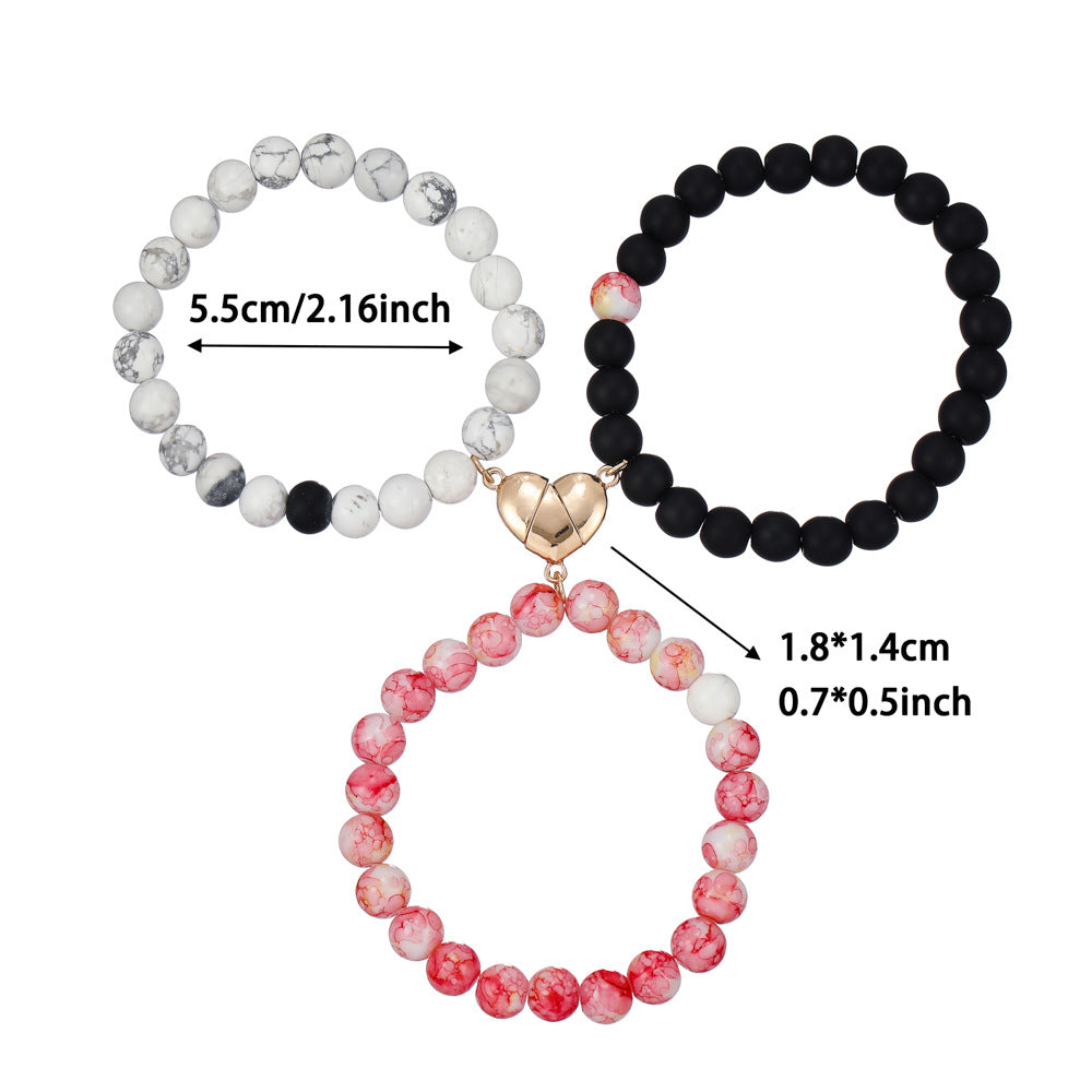 3pcs Kids Beaded Bracelet Set – Heart Friendship Bracelets