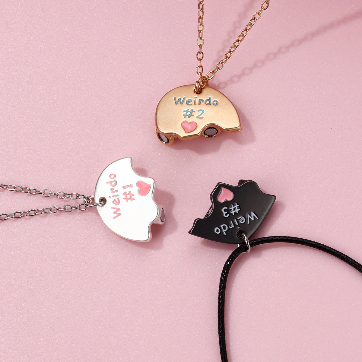 3pcs BFF Magnetic Heart Necklace Set – Best Friend Matching Pendant